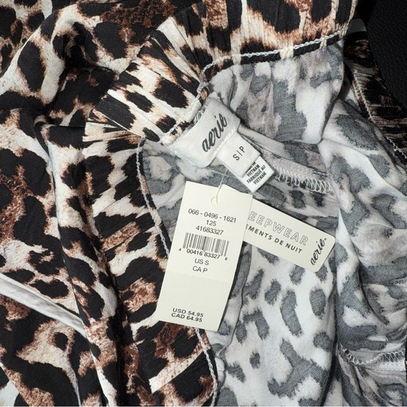 NWT! Aerie - Off-Duty Satin Piping Trouser PJ - Soft Muslin Cheetah, Small - Picture 7 of 7